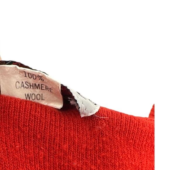 1960s Vintage Izod Lacoste Cashmere Wool V-Neck Pullover Sweater Red - Picture 7 of 12